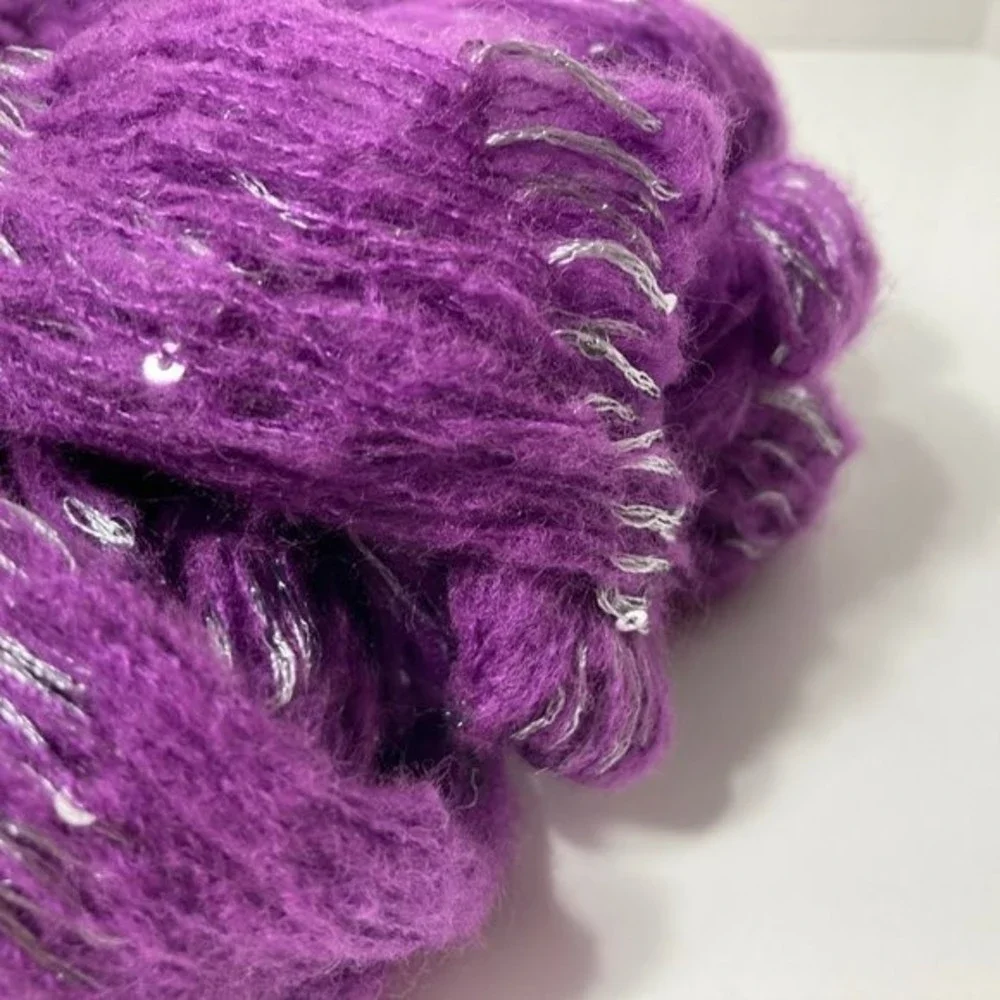 Purple Silver Sequin Rigoletto Yarn 20 Skeins